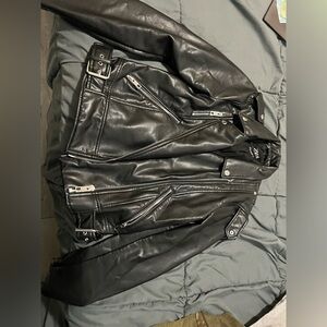 Zara Faux Leather Biker Jacket Size extra Small Black Worn once